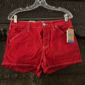 NWT Dickies Flex Work Short High Rise Red  Juniors Size 9